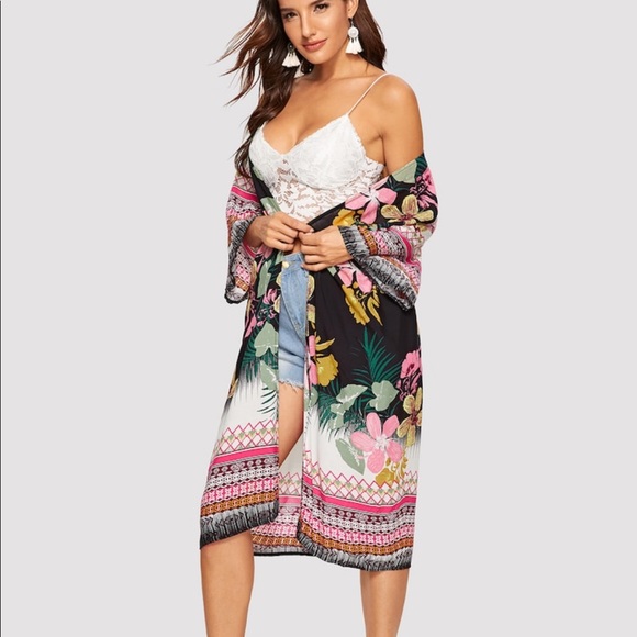 Floral Print Kimono/Cover-Up - Picture 5 of 6